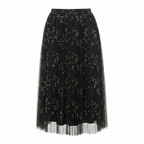femi9 Women's Black Metallic Floral Pleated Tulle Skirt