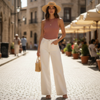 Max Women's Off-White High-Rise Wide-Leg Pants