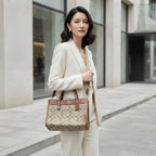 CACOH Brown Monogram Structured Tote Bag