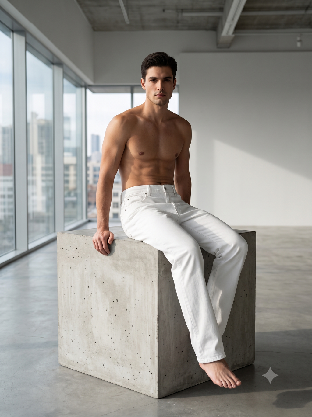 Men's Straight Fit Optic White Utility Jeans