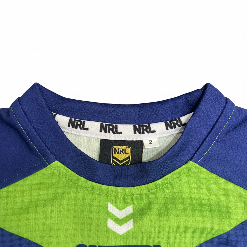 NRL Kids Lime Green and Blue Graphic Sports Jersey T-Shirt
