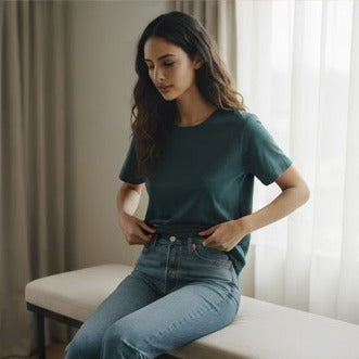 Deep Teal Relaxed Fit Boxy Crewneck T-Shirt