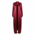 Women's Dark Red Long Sleeve Open Front Maxi Robe
