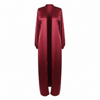 Women's Dark Red Long Sleeve Open Front Maxi Robe