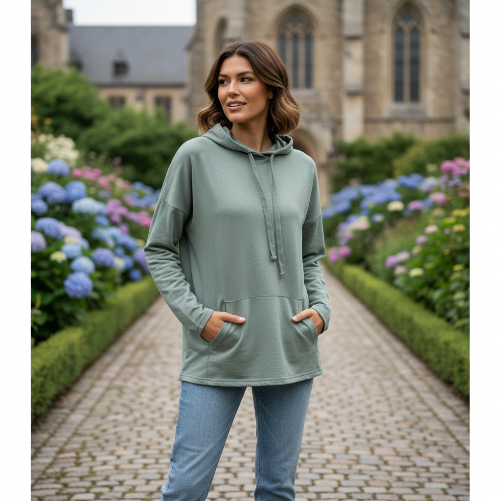 Women's Sage Green Relaxed Fit Hoodie - Size M