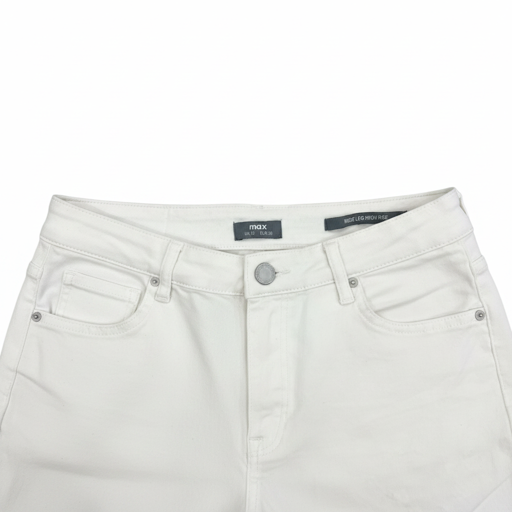 Premium White High-Waisted Wide-Leg Denim Pants
