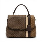 Chrisbella Monogram Top Handle Bag Brown