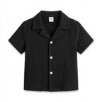 SHEIN SHEIN Black Crinkle Gauze Camp Collar Toddler Shirt