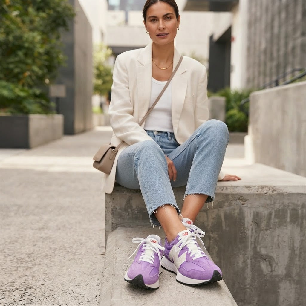 Women's Purple Retro Suede & Mesh Sneakers