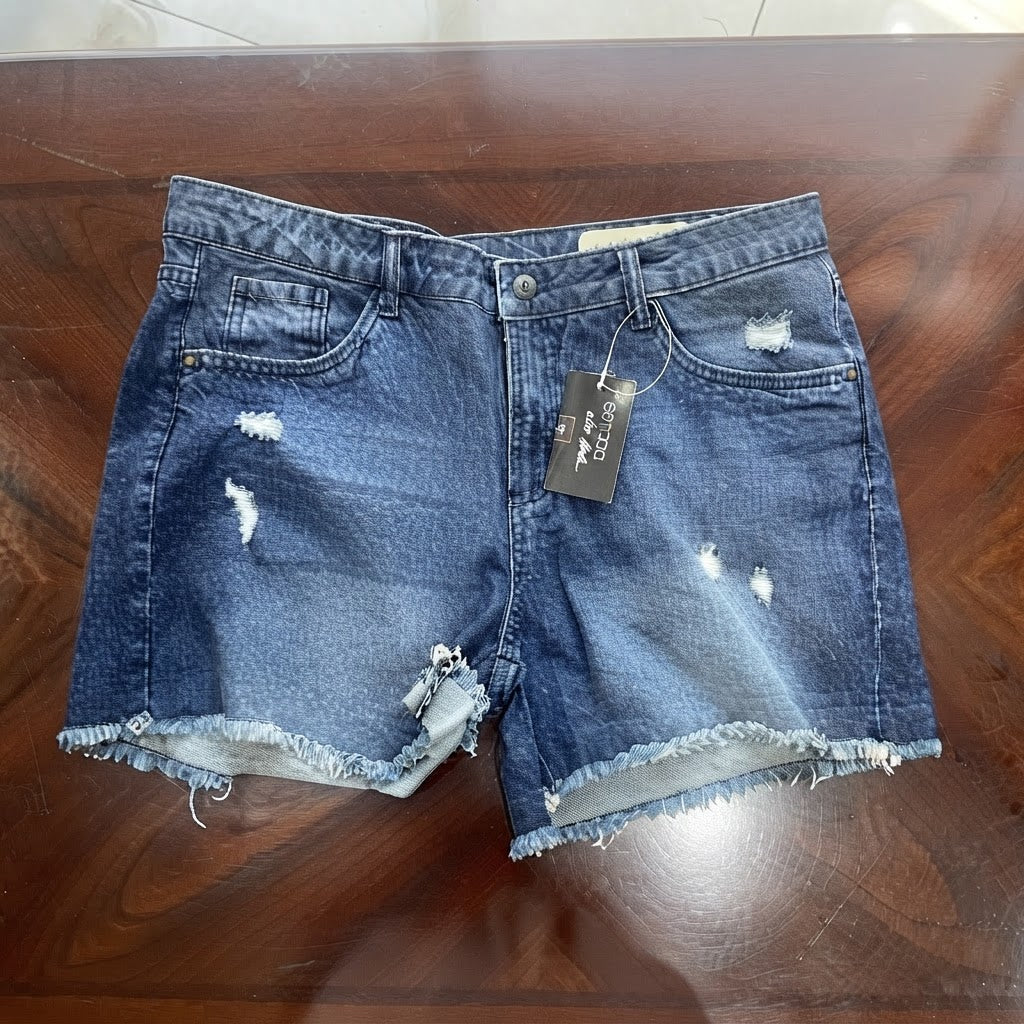 esmara Dark Blue Distressed Denim Shorts with Frayed Hem