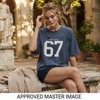 Slate Blue Oversized Varsity Graphic Sweatshirt Top