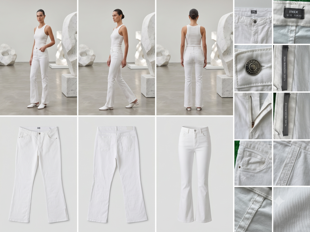 Max White Medium Rise Flared Jeans - UK 18 / EUR 44