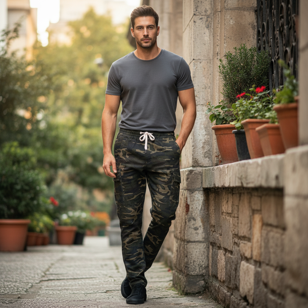 Men's XXIII Camouflage Cargo Pants - Green Camo