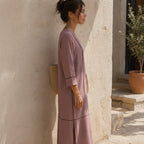 Strive Dusty Mauve Long Kurta with Scalloped Black Trimmed H