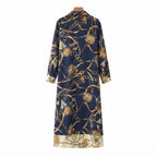 Women's Navy Blue navy blue Chain Tassel Long Sleeve Dress