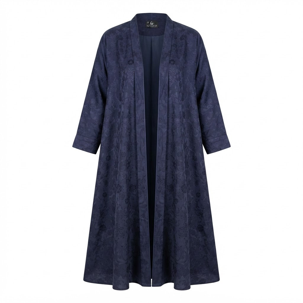Al Wisham Al Aneeq Deep Navy Floral Jacquard A-Line Floor-Le