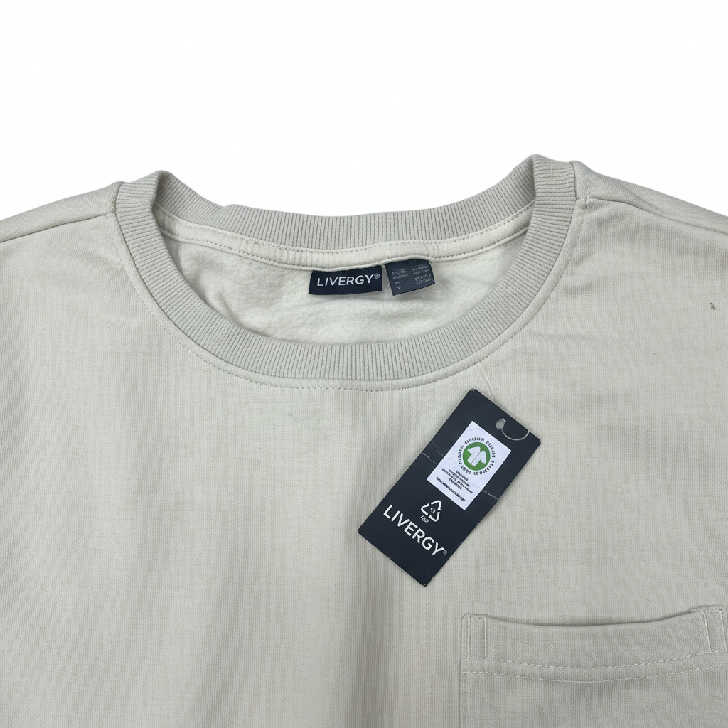 LIVERGY Men's Cream Organic Cotton Pocket Sweatshirt