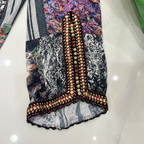Women's Multicolored Patchwork Print Embellished Kaftan