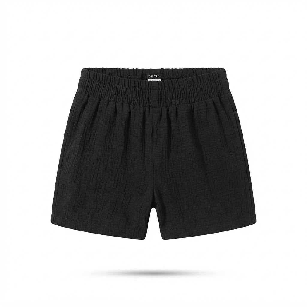 SHEIN Black Smocked Waist Infant Shorts