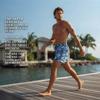 Cobalt Blue Tropical Floral Print Swim Shorts
