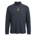 Livergy Men's Navy Blue Ribbed Long-Sleeve Polo Shirt
