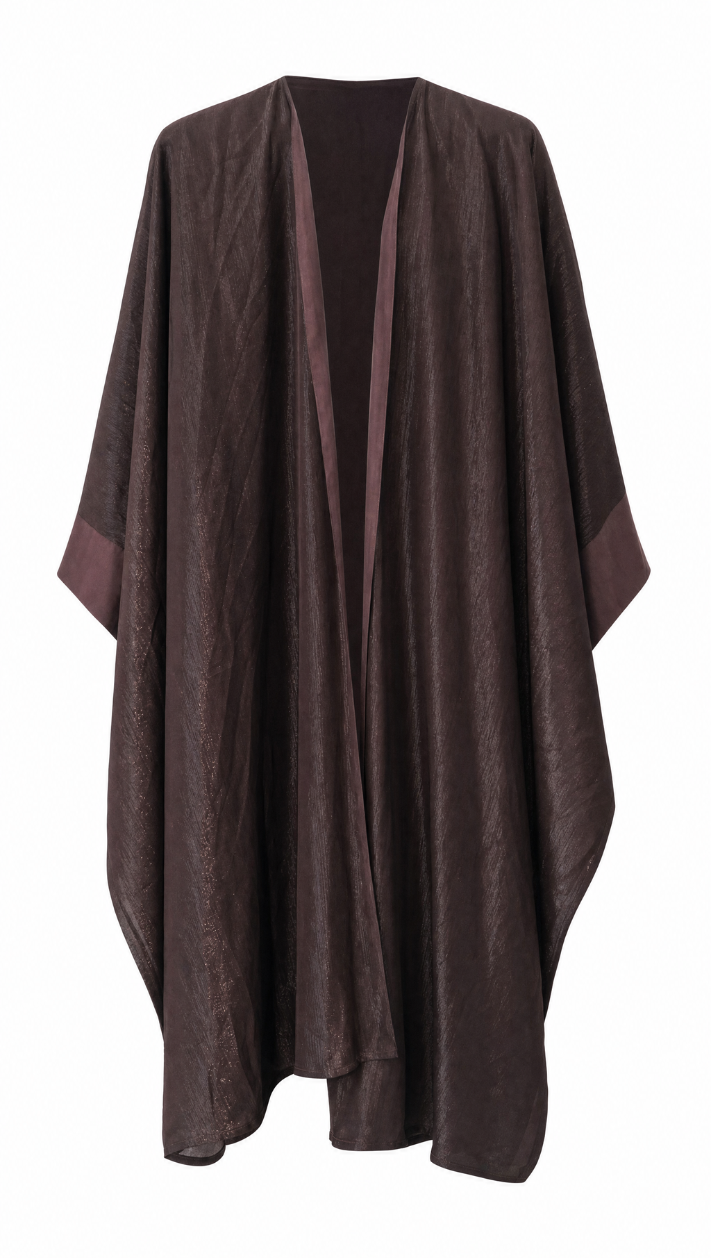 Women's Brown Metallic Open Front Draped Cape Abaya