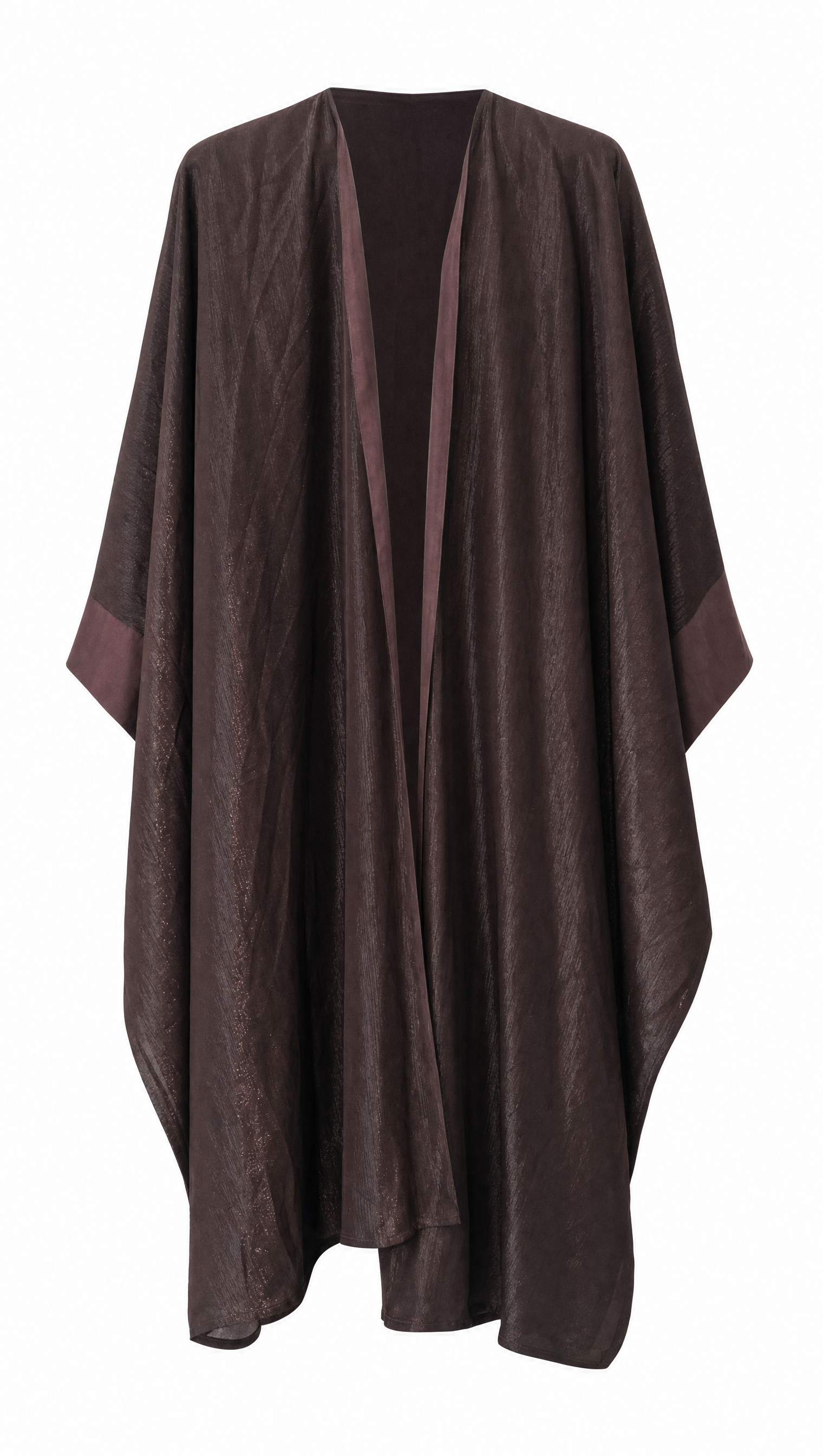 Women's Brown Metallic Open Front Draped Cape Abaya