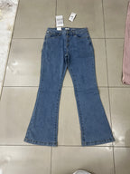 QS QS Mid Blue Flared Denim Jeans with Button Fly