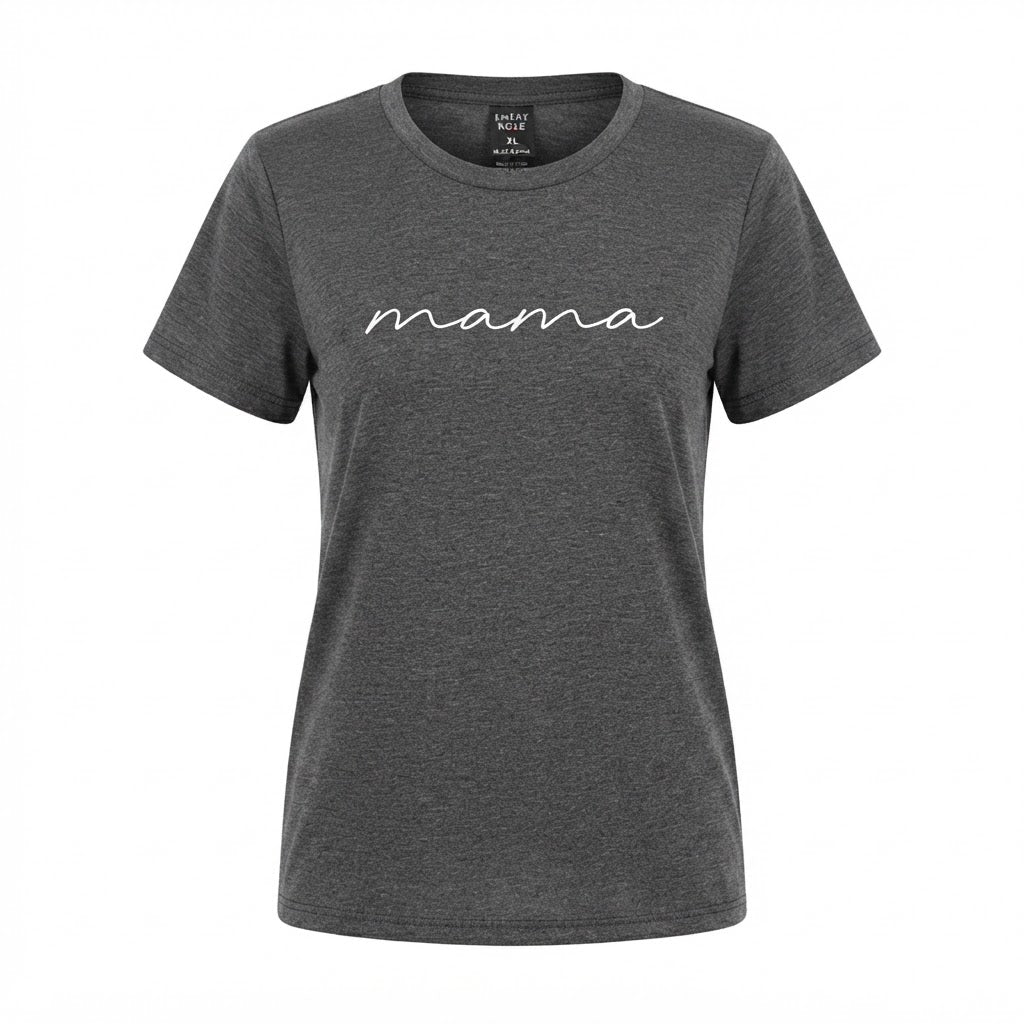Emery Rose Charcoal Heather Grey Mama Script Graphic T-Shirt