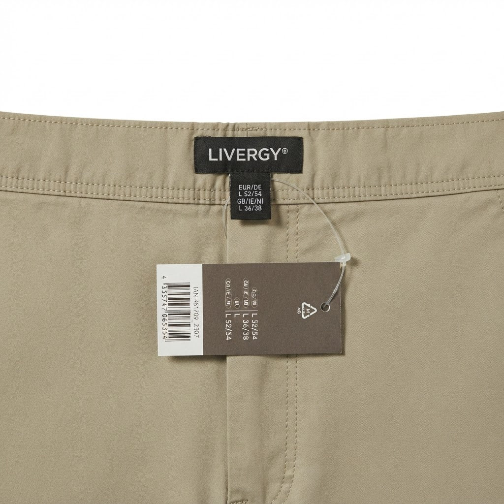 LIVERGY Men's Beige Utility Cargo Shorts with Drawstring