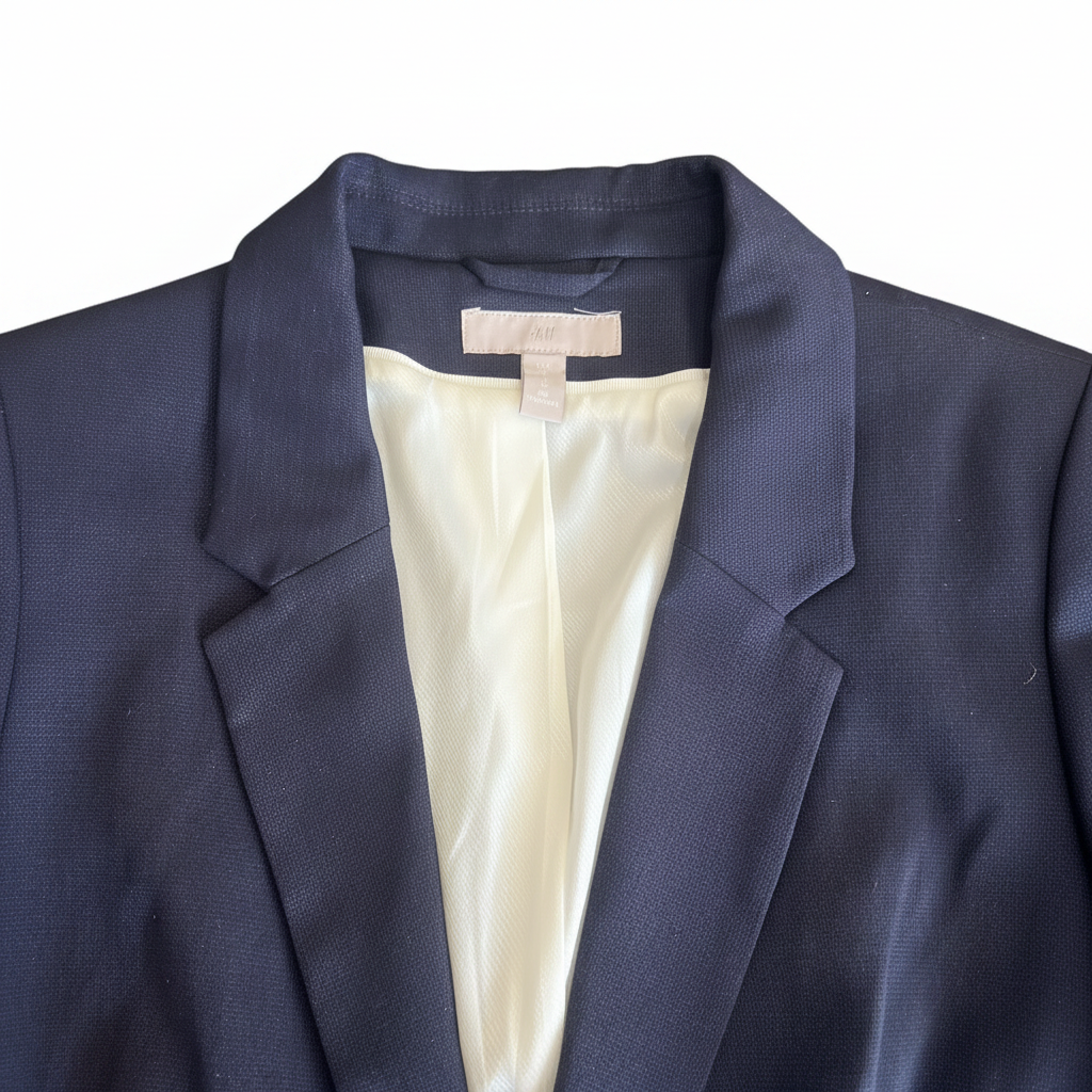 H&M Women's Navy Blue Tailored Single Button Blazer