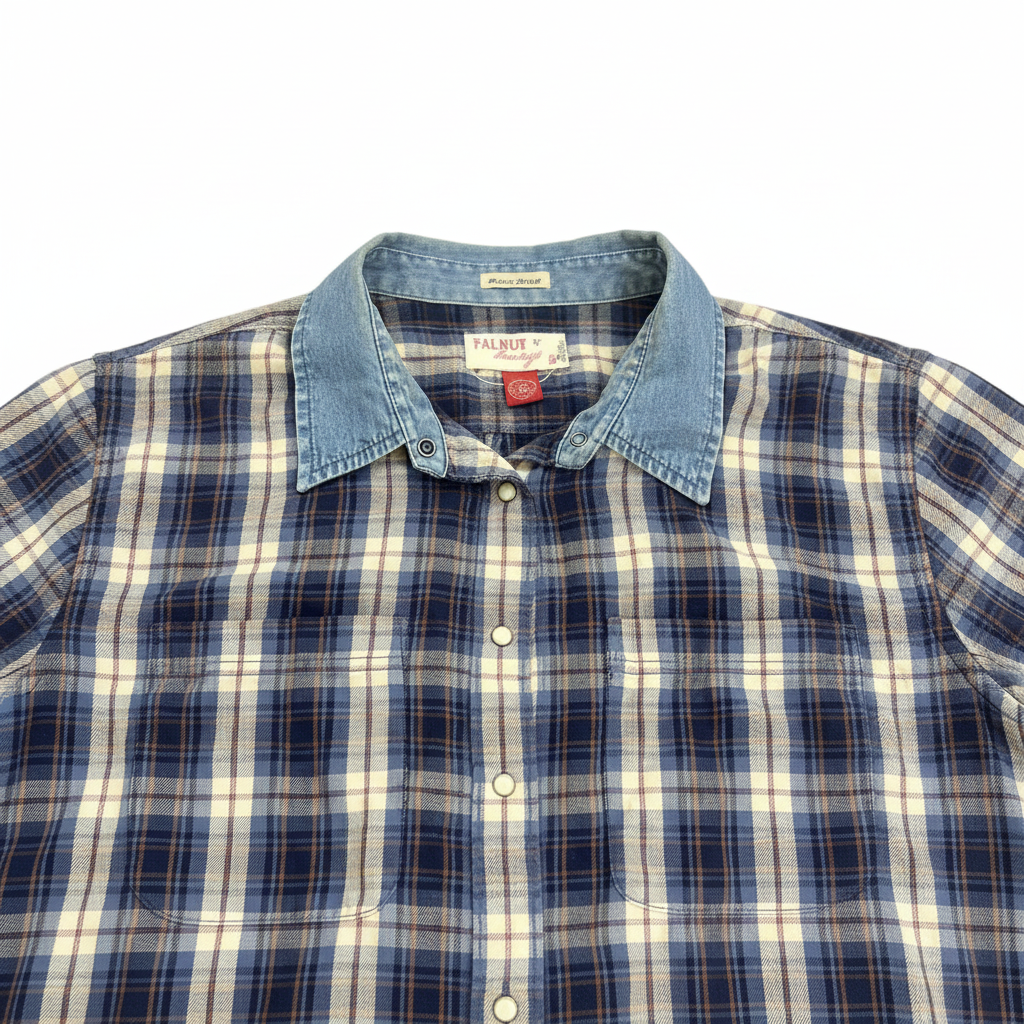 Falmer Heritage Blue Plaid Shirt with Denim Collar