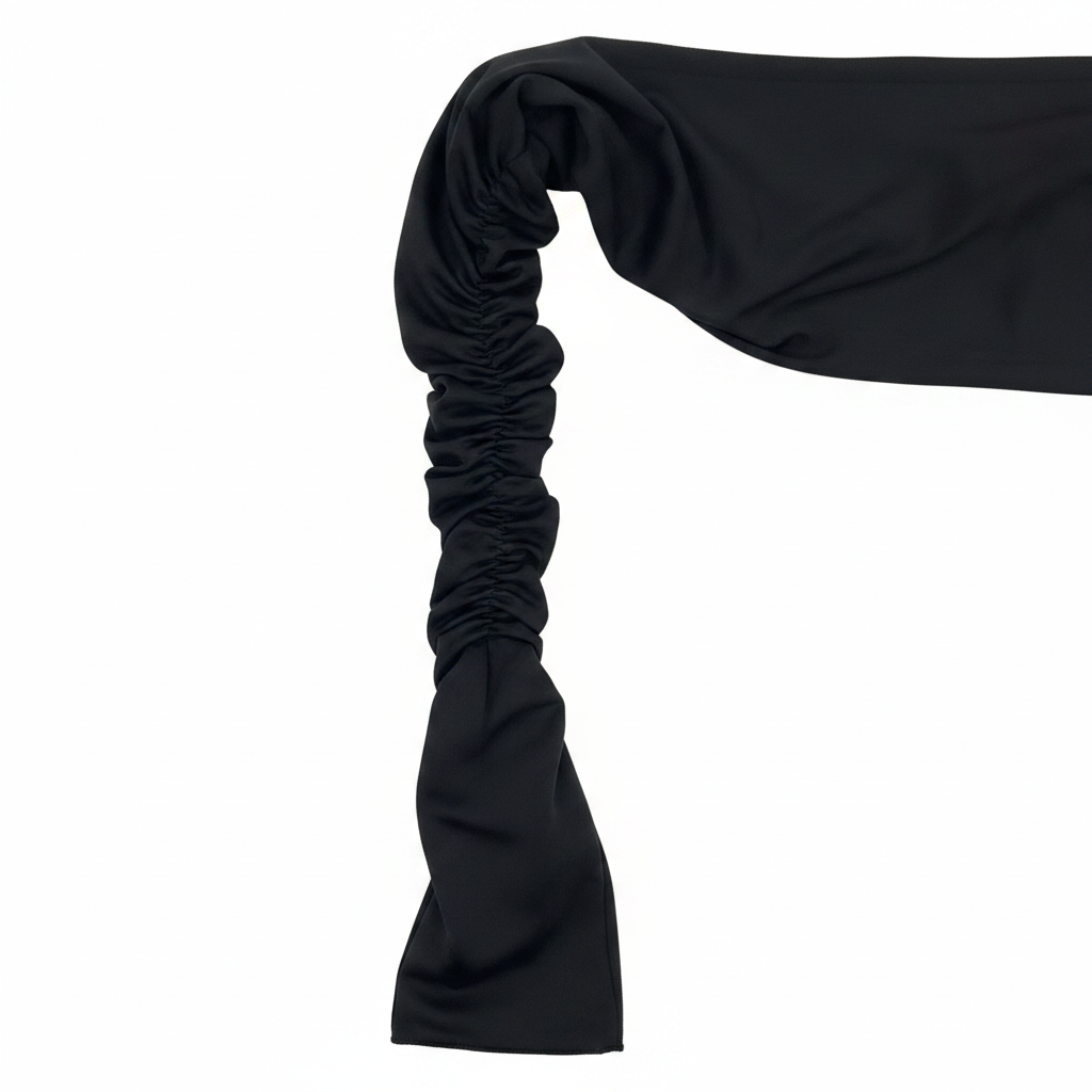 Black Off-The-Shoulder Ruched Long Sleeve Crop Top