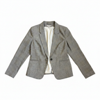 H&M Women's Grey Plaid Single-Button Tailored Blazer