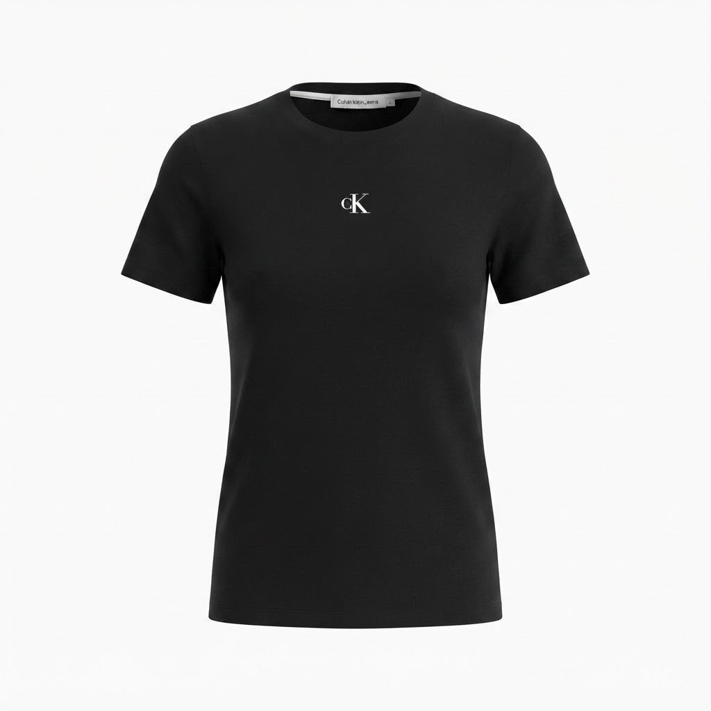 Calvin Klein Jeans Black Short-Sleeve T-Shirt with White Log