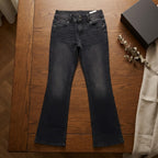 Bershka Washed Black Flare Jeans with Chevron Pocket Detail