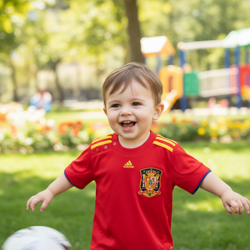 adidas Kids' Red Short Sleeve Football Jersey with Crest