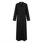 represent Black Embroidered Abaya with Tonal Frog-Knot Closu