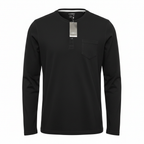 Livergy Men's Black Long Sleeve Henley T-Shirt Size Large