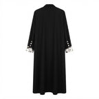 Women's Black and Silver Floral Patterned Long Abaya