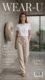 Women's Beige Linen Blend Drawstring Trousers