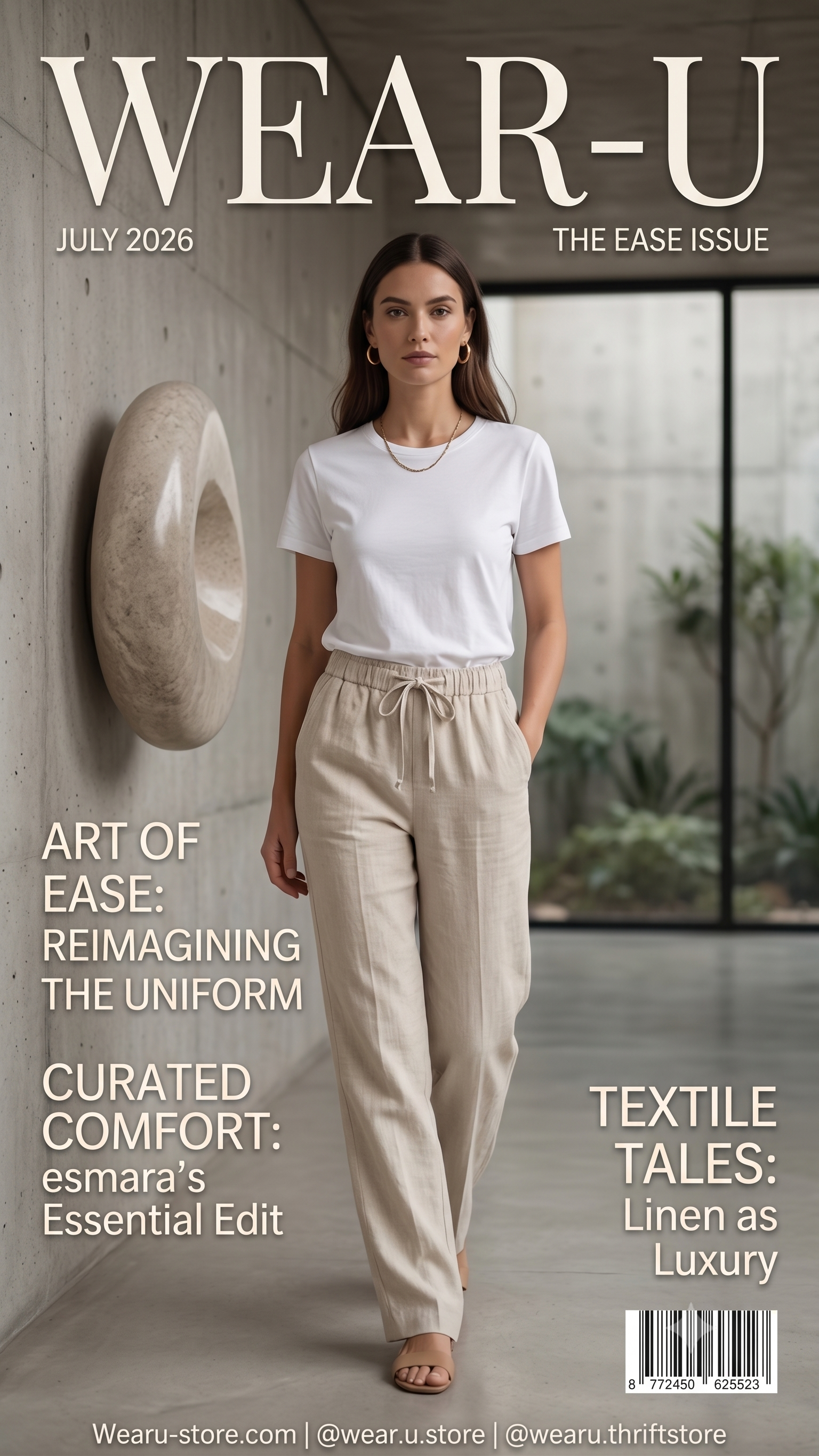 Women's Beige Linen Blend Drawstring Trousers