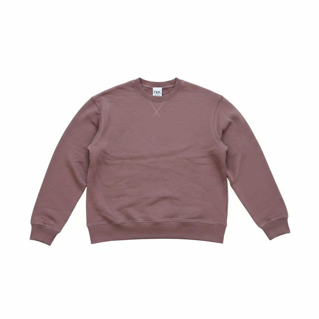 Unisex Mauve Crewneck Sweatshirt with V-Stitch Detail