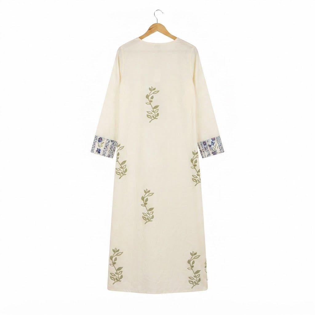ACTAN Women's White Embroidewhite Open-Front Kimono Abaya