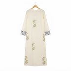 ACTAN Women's White Embroidewhite Open-Front Kimono Abaya