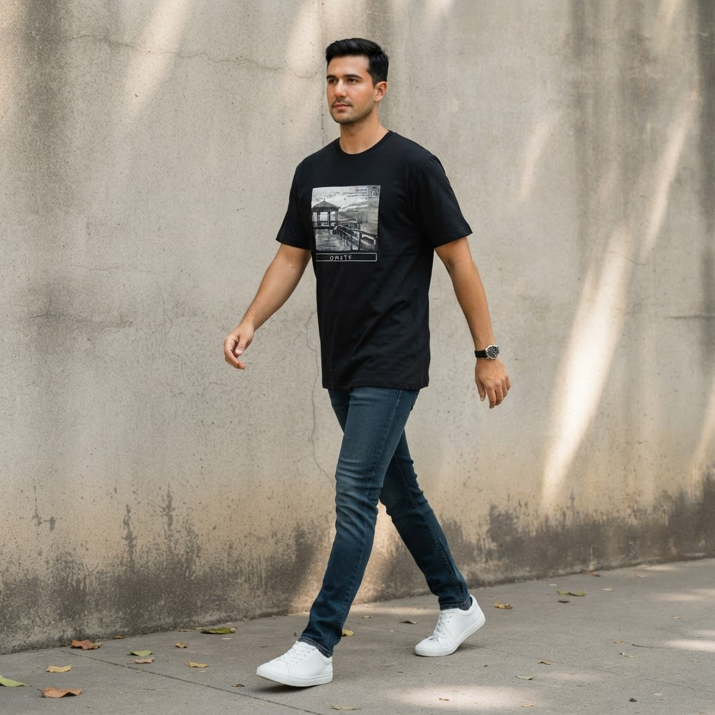 ONEYE Black ONEYE Graphic Print Relaxed T-Shirt