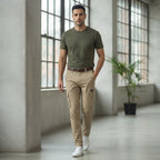 FINE ROSE Khaki Slim-Tapered Multi-Pocket Cargo Trousers