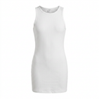 SHEIN Teen White Sleeveless Ribbed Column Tank Dress