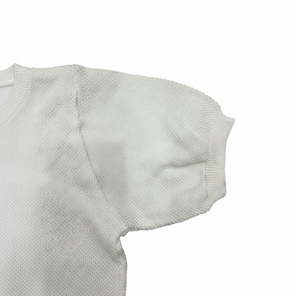 Aura White Textured Knit Johnny Collar Polo Shirt
