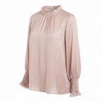 Review Pink Striped Ruffle Neck Blouse - Size 8